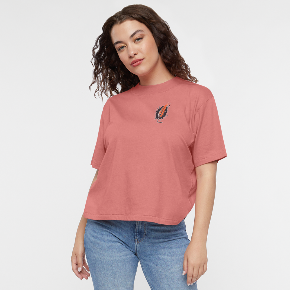 Women's River Pink and Blue Sky Graphic Boxy Tee with Logo - mauve