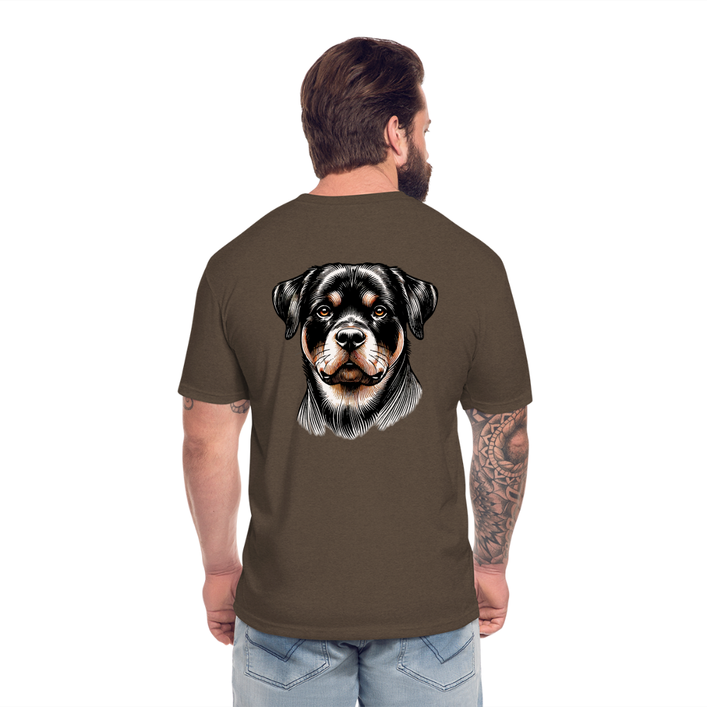 Fine Line Rottweiler Graphic Unisex Fitted Cotton/Poly T-Shirt with Logo - heather espresso