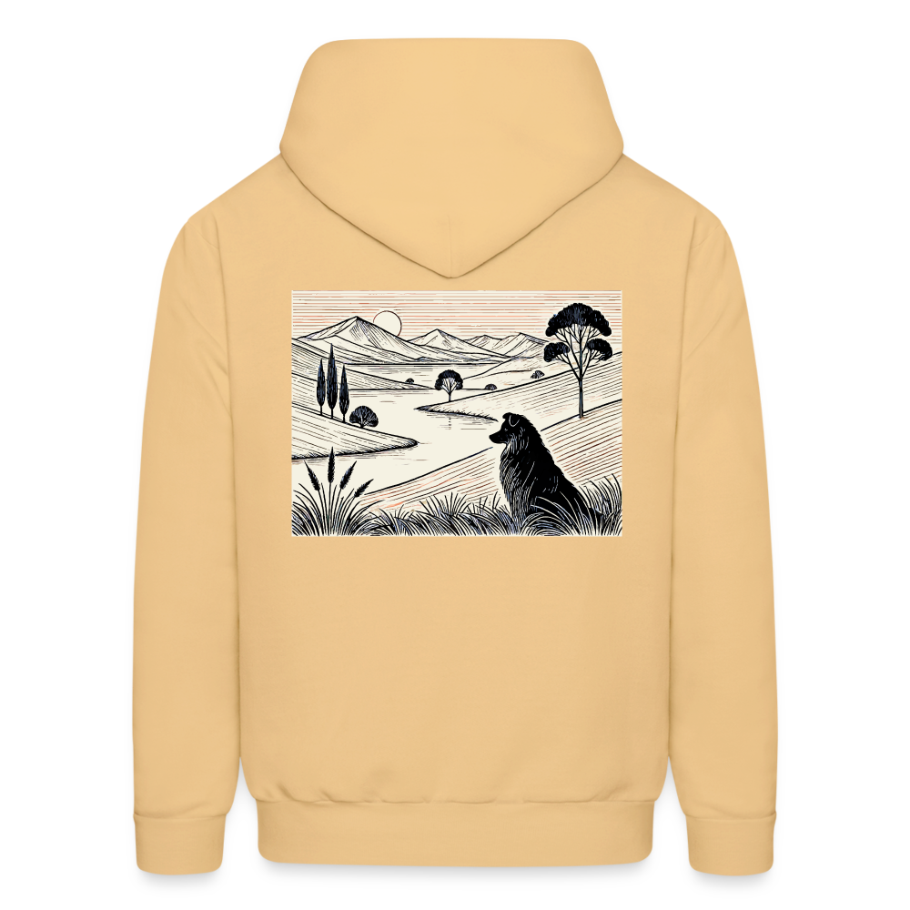 Men's Australian Shepherd Prairie Graphic Hoodie with Logo - light yellow