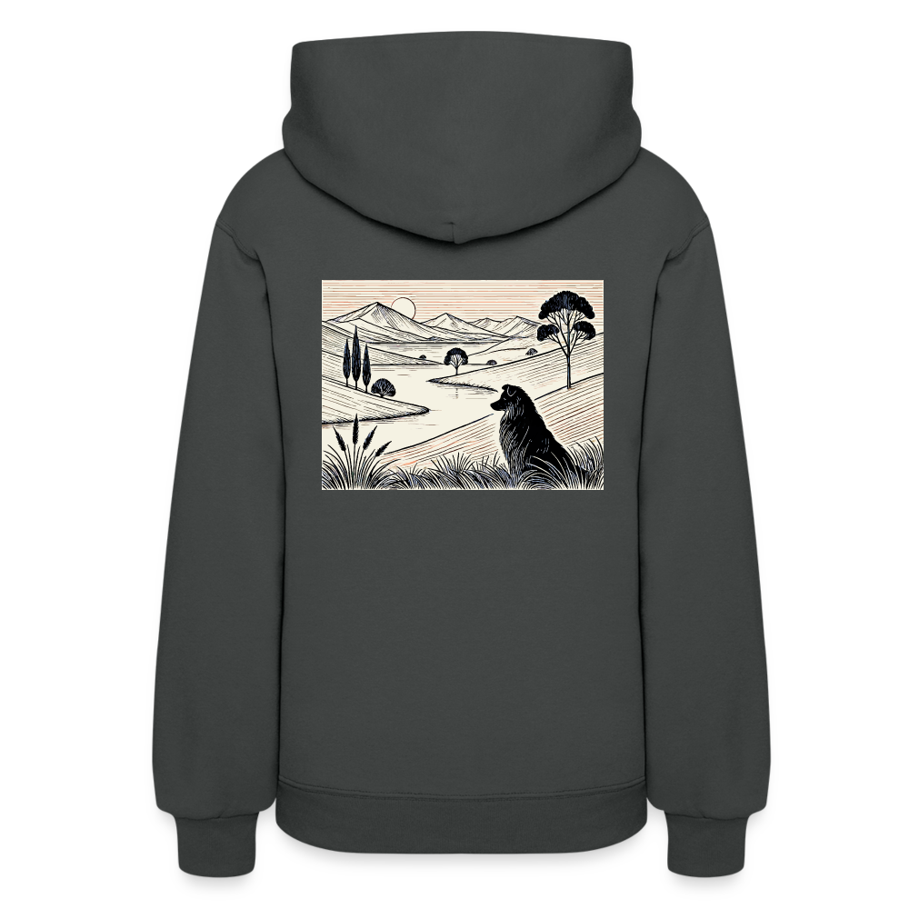 Women's Australian Shepherd Prairie Graphic Hoodie with Logo - asphalt