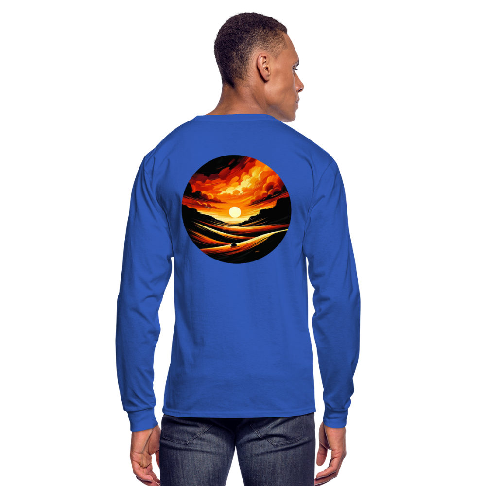 Men's Desert Sunset Graphic Long Sleeve Shirt with Logo - royal blue