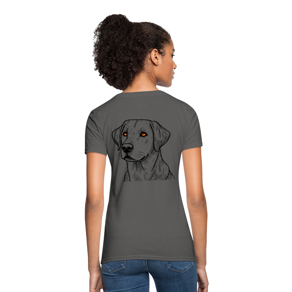 Women's Fine Line Labrador Graphic T-Shirt with Logo - charcoal