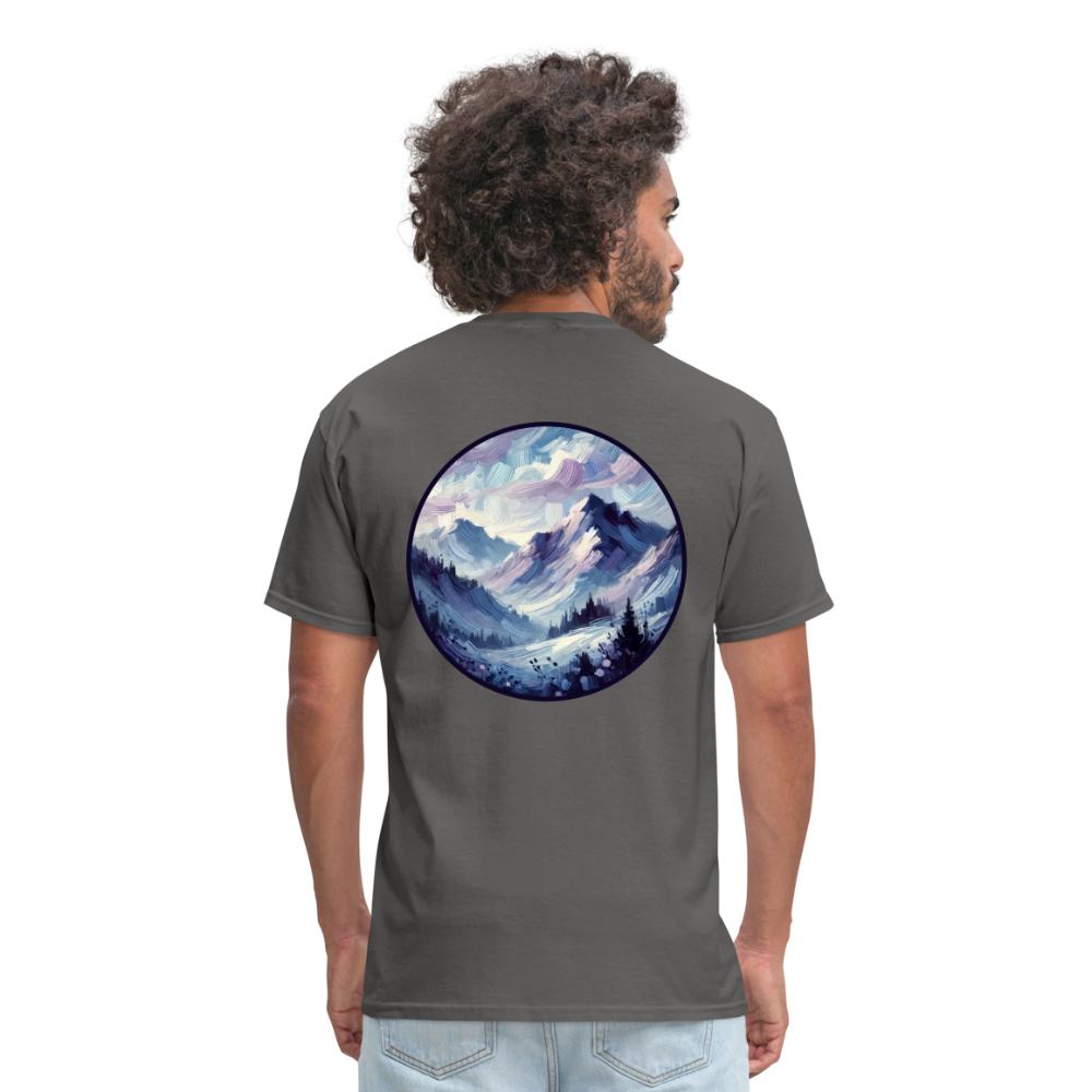 Lavender Blue Mountain Range Unisex Classic T-Shirt with Logo - charcoal