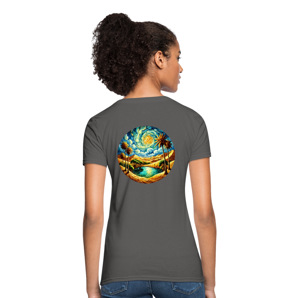 Women's Desert Oasis T-Shirt with Logo - charcoal