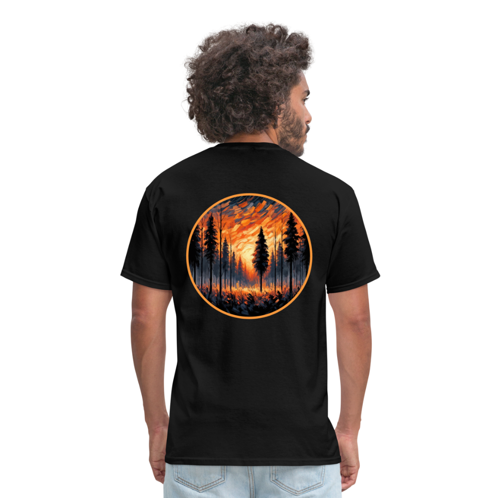 Orange Forest Sunset Unisex Classic T-Shirt with Logo - black