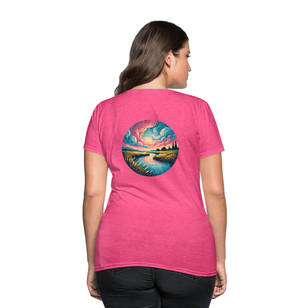 Women's River Pink and Blue Sky T-Shirt with Logo - heather pink