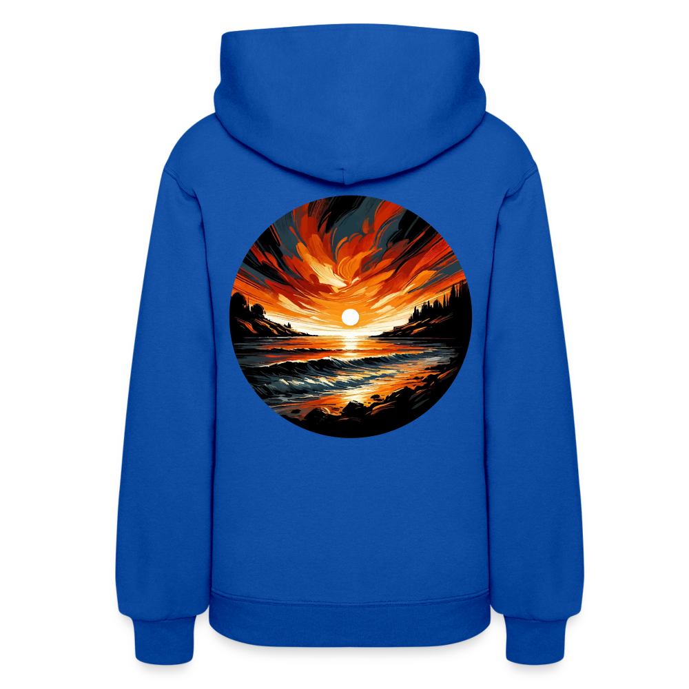 Women's Beach Sunset Graphic Hoodie with Logo - royal blue