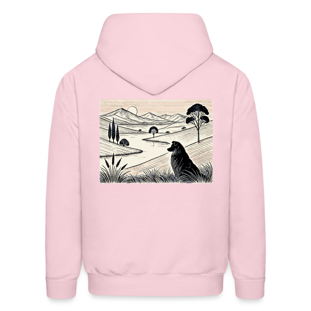 Men's Australian Shepherd Prairie Graphic Hoodie with Logo - pale pink