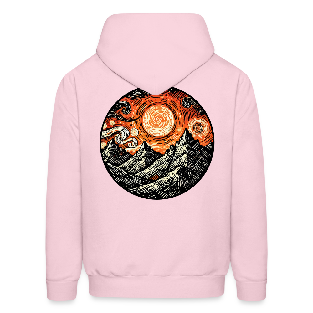 Men's Orange Swirling Mountains Graphic Hoodie with Logo - pale pink