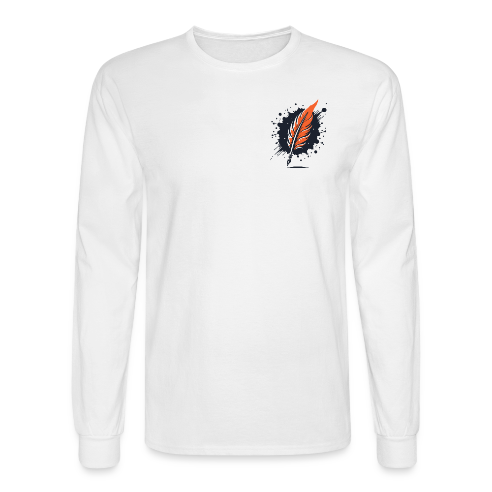 Men's Plain Long Sleeve Shirt with Logo - white