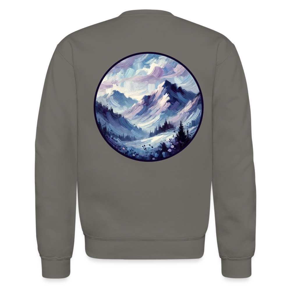 Lavender Blue Mountain Range Crewneck Sweatshirt with Logo - asphalt gray