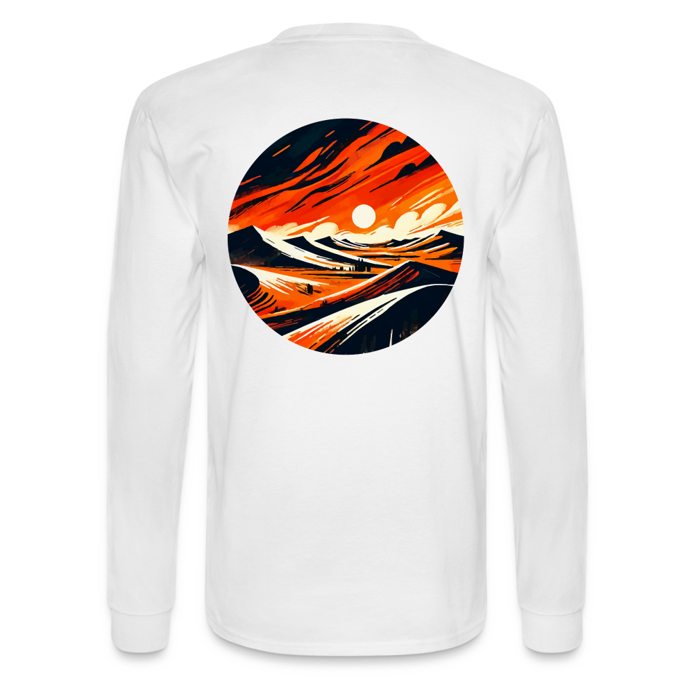 Men's Desert Dunes Graphic Long Sleeve Shirt with Logo - white