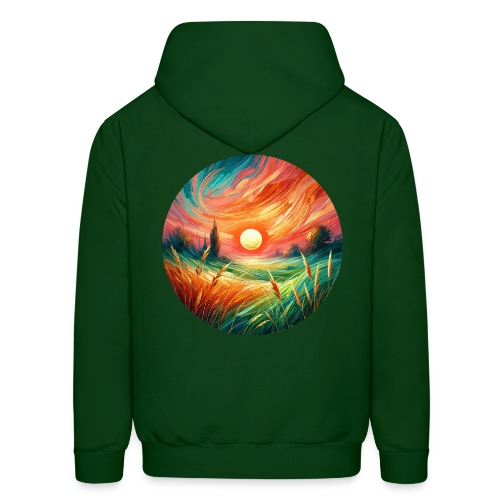 Men's Pink Wheat Field Graphic Hoodie with Logo - forest green