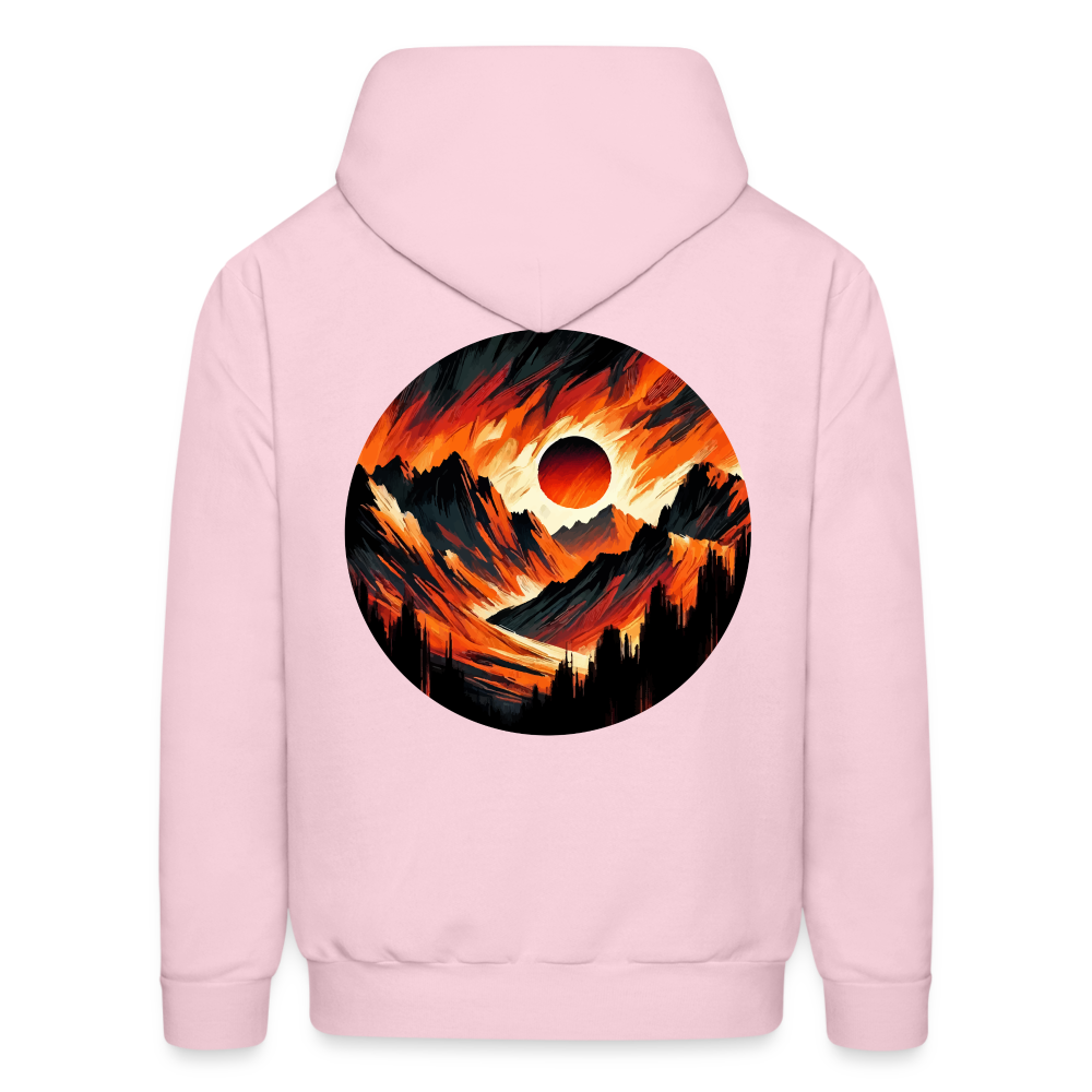 Men's Orange and Black Mountain Range Graphic Hoodie with Logo - pale pink