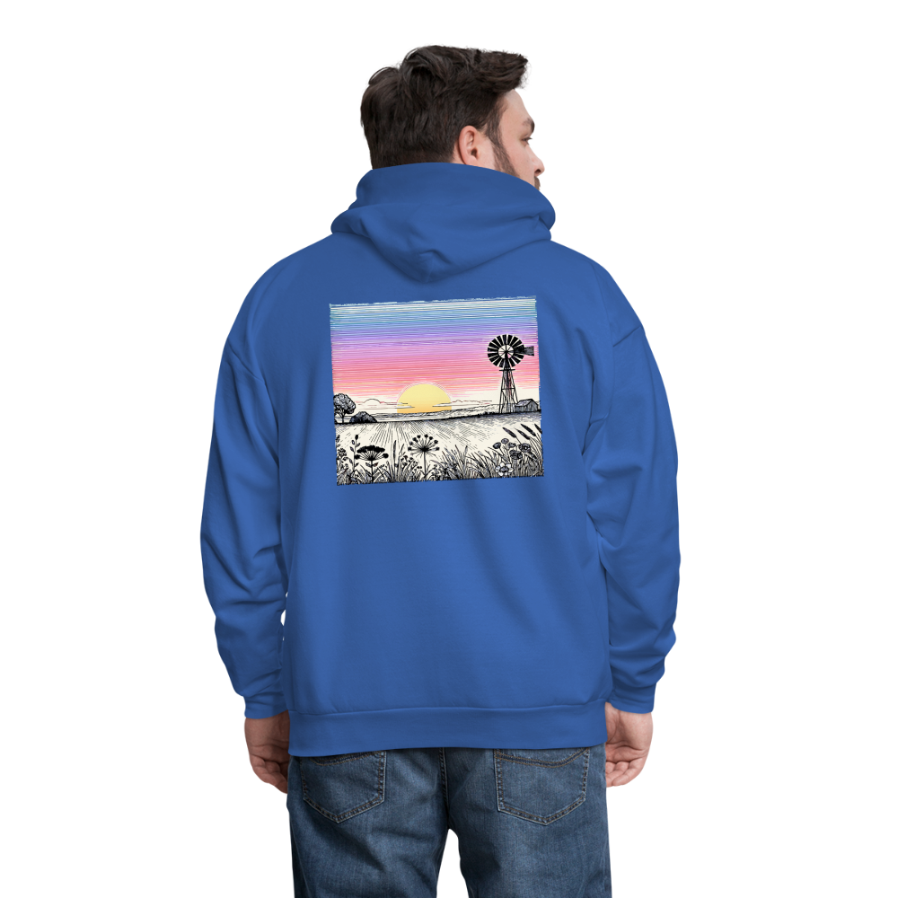 Men's Colored Prairie Landscape Graphic Hoodie with Logo - royal blue