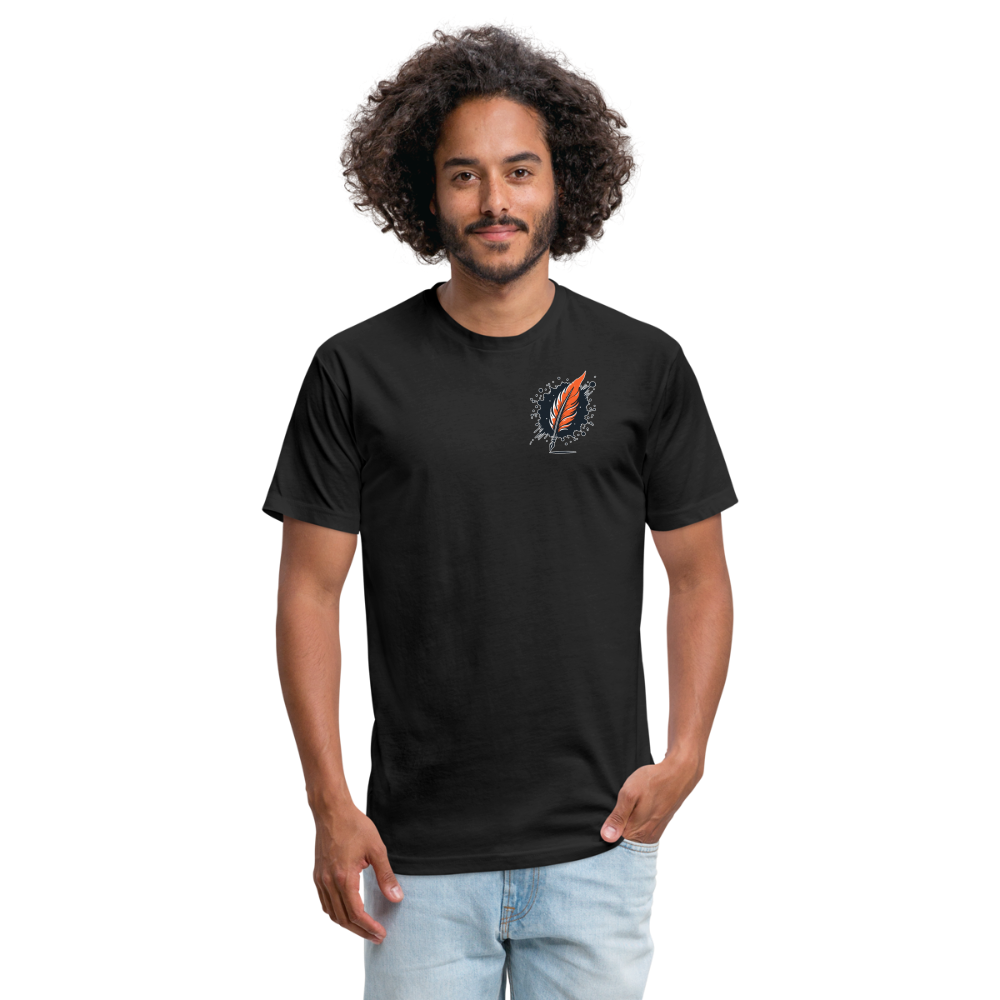 Australian Shepherd Prairie Graphic Unisex Fitted Cotton/Poly T-Shirt with Logo - black