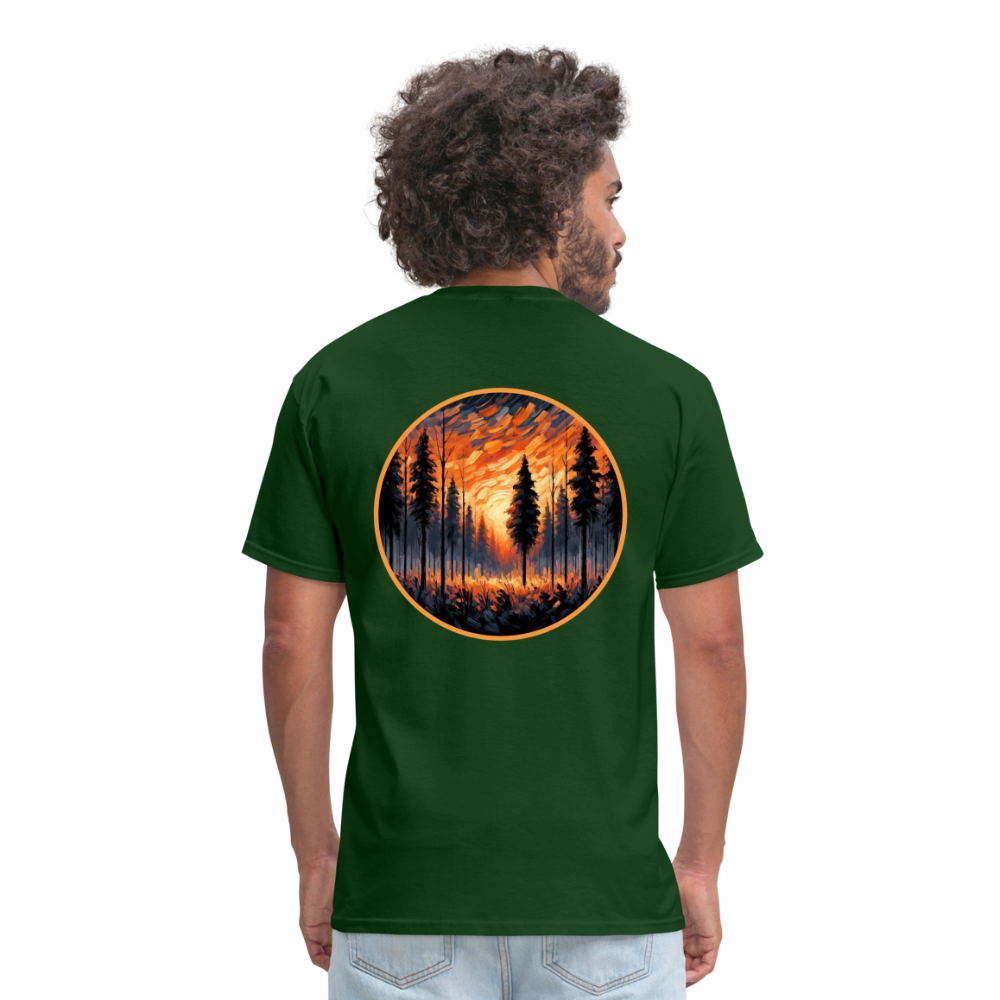 Orange Forest Sunset Unisex Classic T-Shirt with Logo - forest green