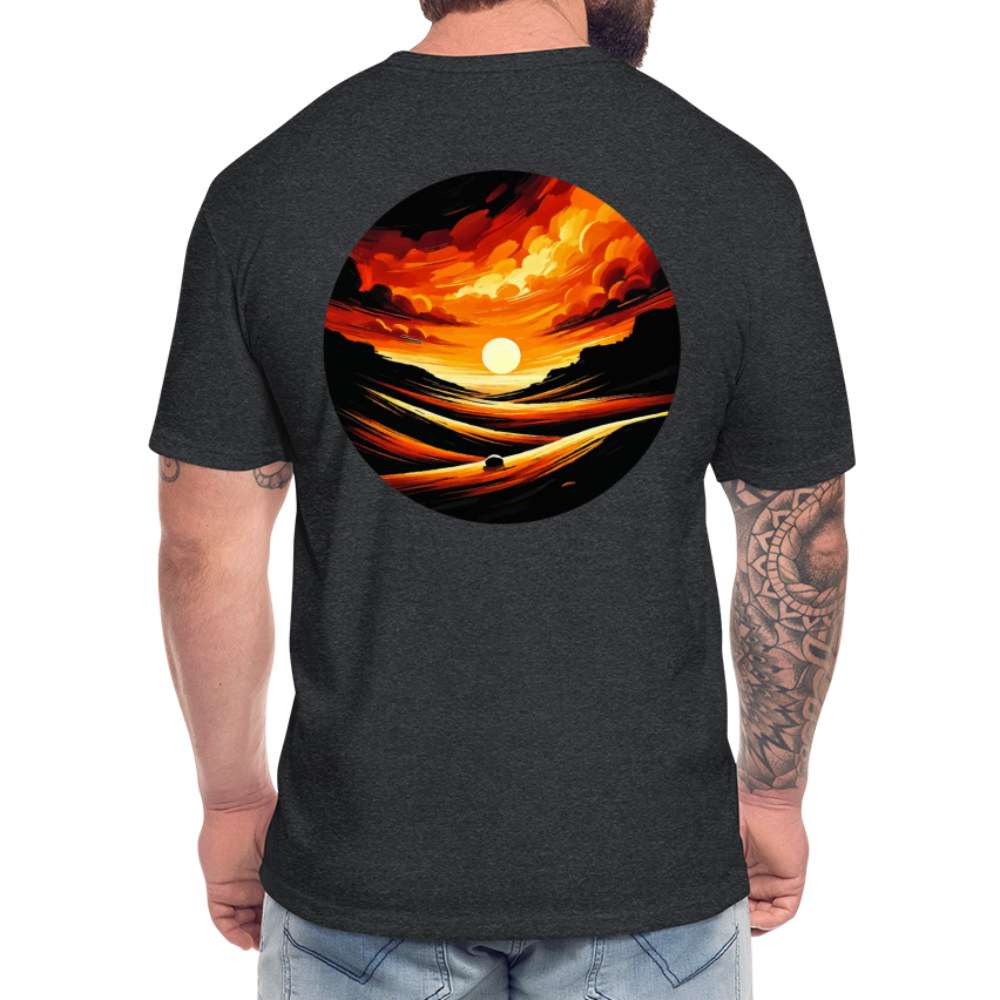 Desert Sunset Graphic Unisex Fitted Cotton/Poly T-Shirt with Logo - heather black