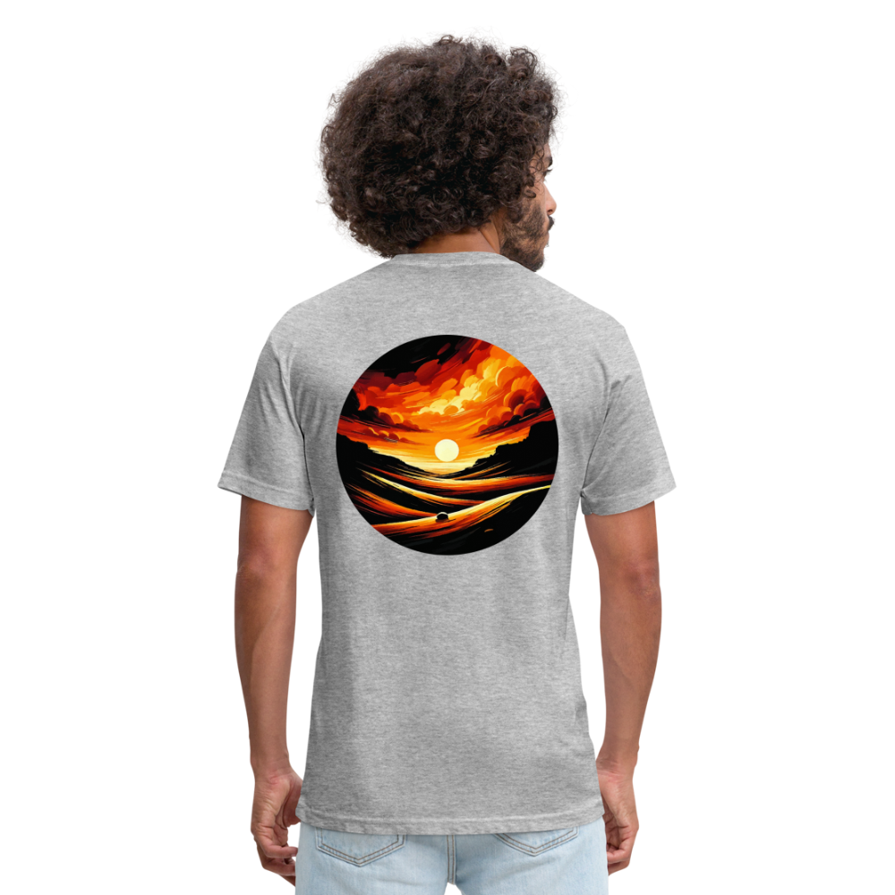 Desert Sunset Graphic Unisex Fitted Cotton/Poly T-Shirt with Logo - heather gray