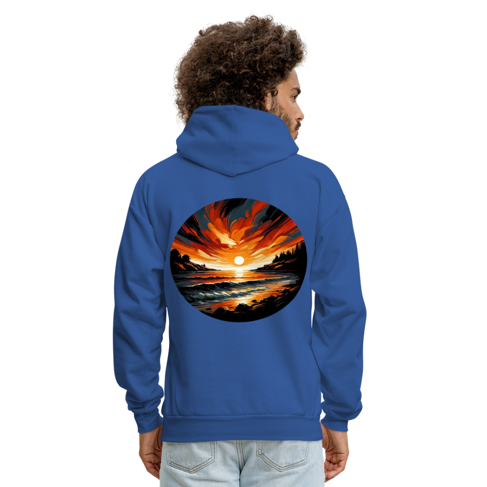 Men's Beach Sunset Graphic Hoodie with Logo - royal blue