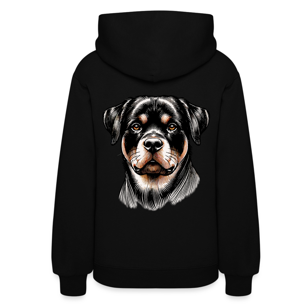 Women's Fine Line Rottweiler Graphic Hoodie with Logo - black