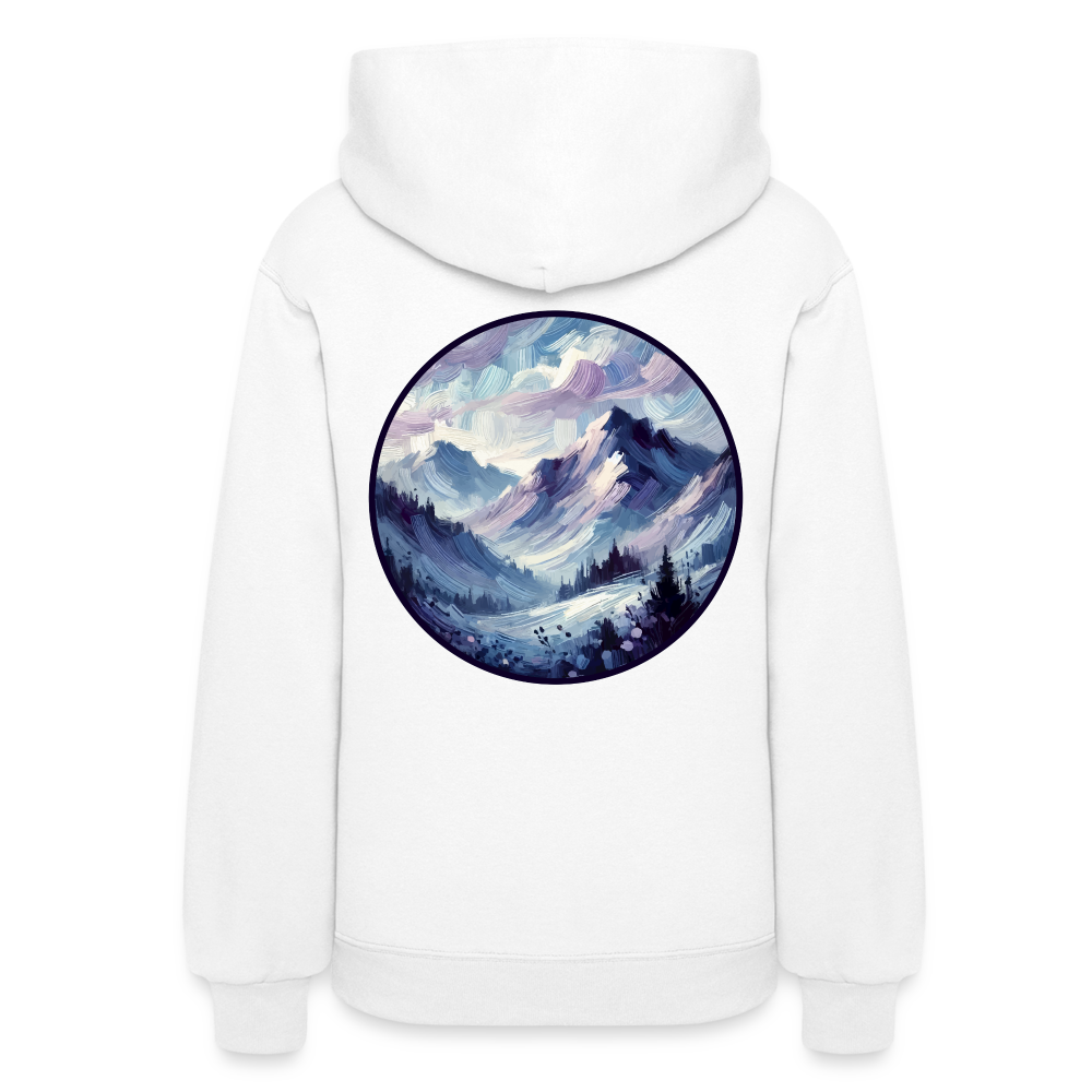 Women's Lavender Blue Mountain Range Graphic Hoodie with Logo - white