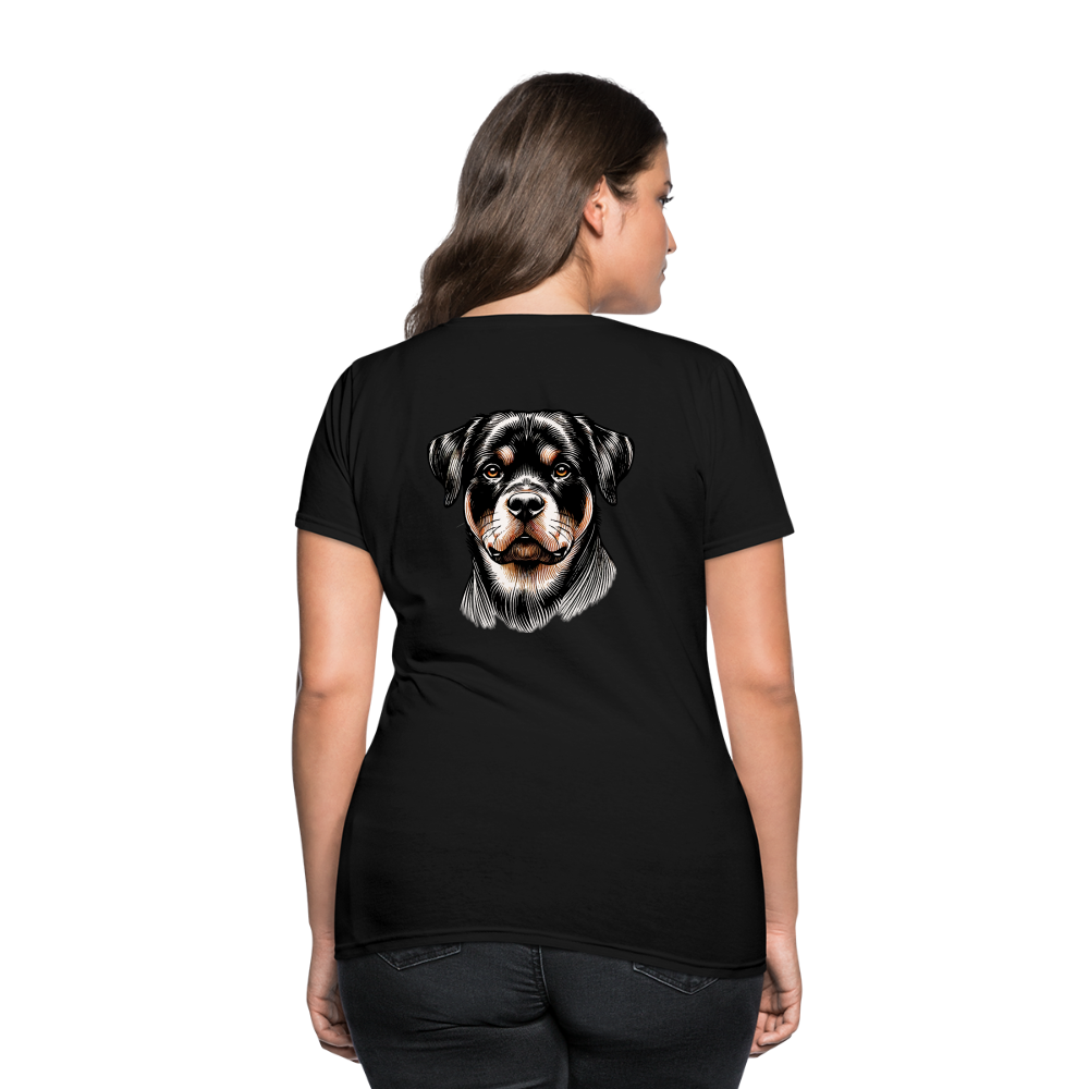 Fine Line Rottweiler Graphic Women's T-Shirt with Logo - black