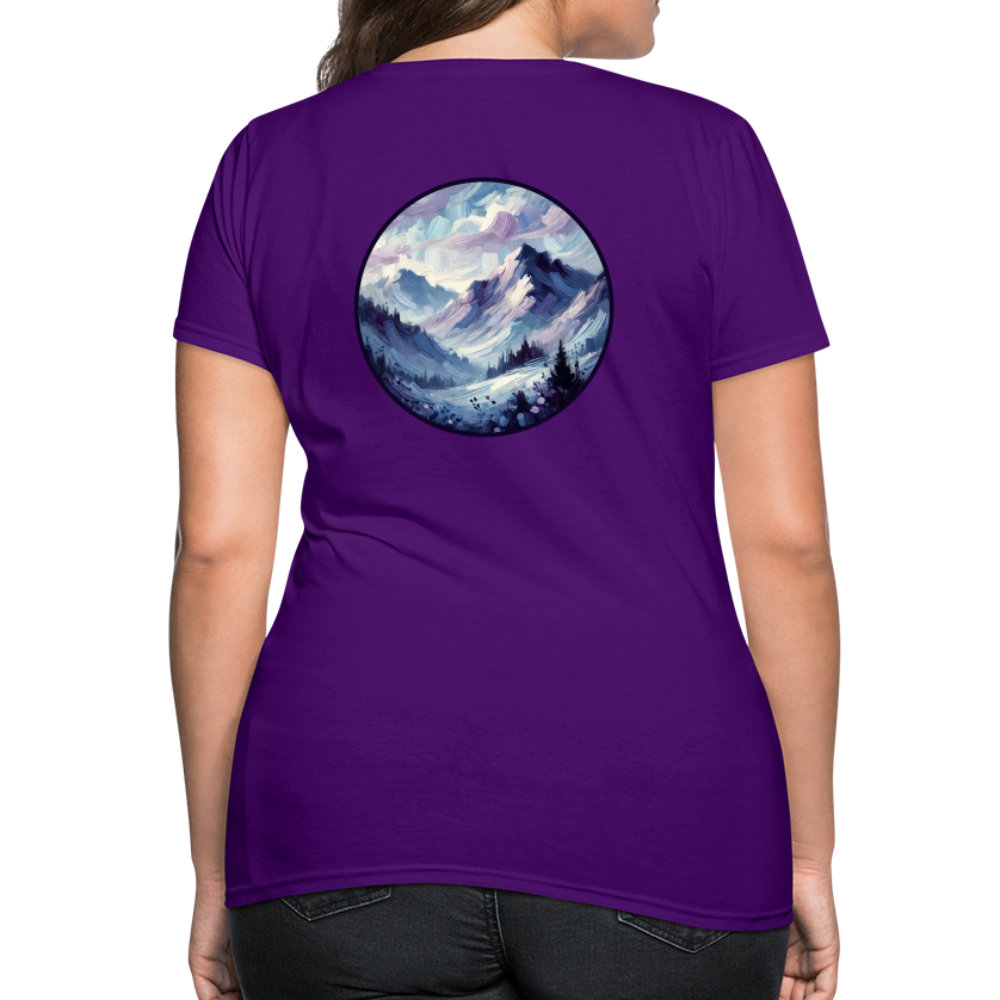 Women's Lavender Blue Mountain Range T-Shirt with Logo - purple