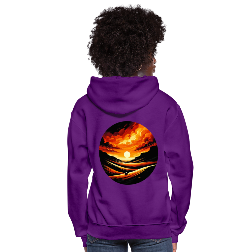 Women's Desert Sunset Graphic Hoodie with Logo - purple