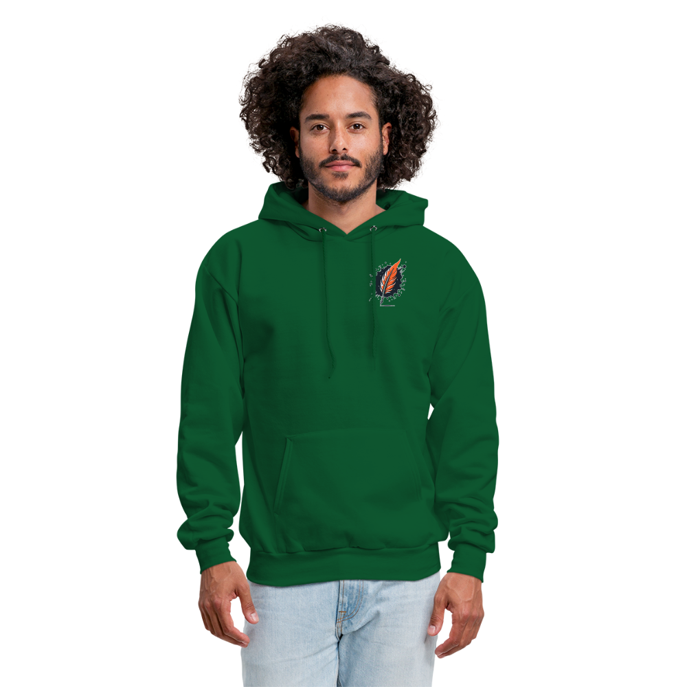 Men's Colored Mountain Lake Landscape Graphic Hoodie with Logo - forest green