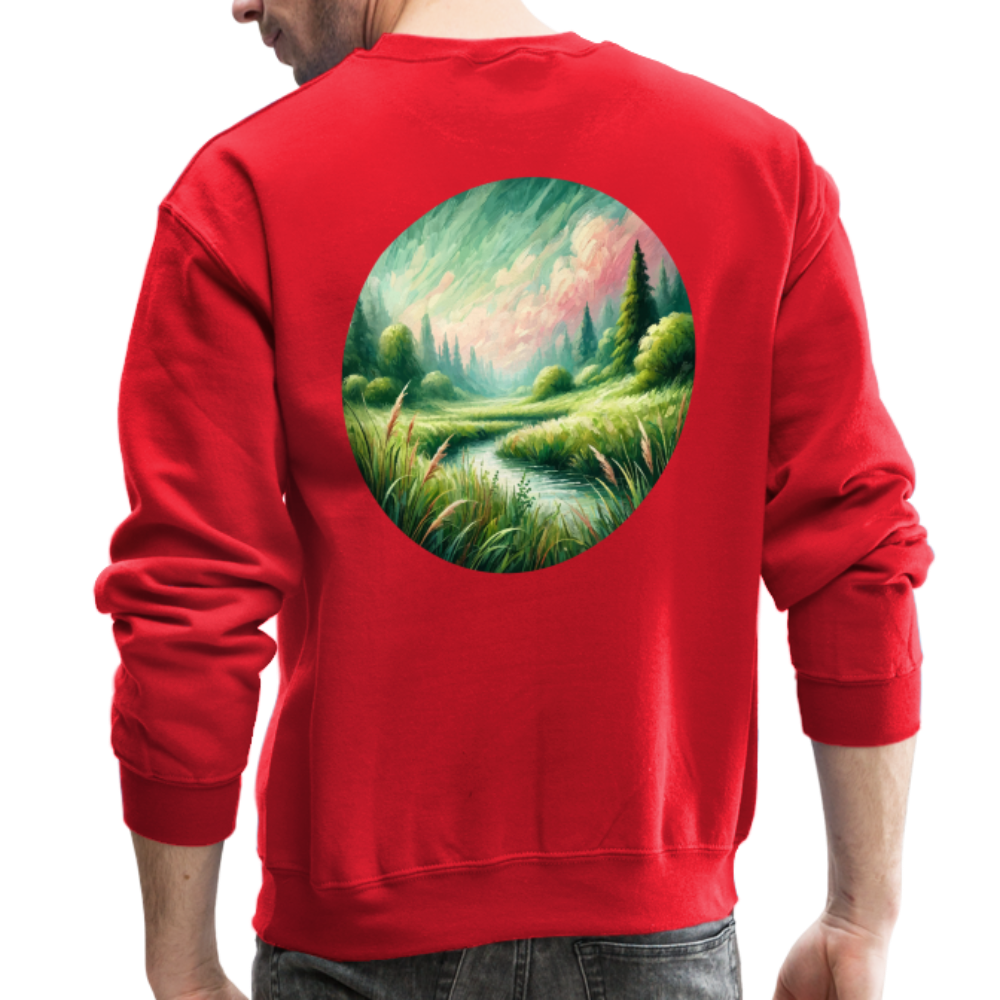 Meadow Graphic Crewneck Sweatshirt with Logo - red