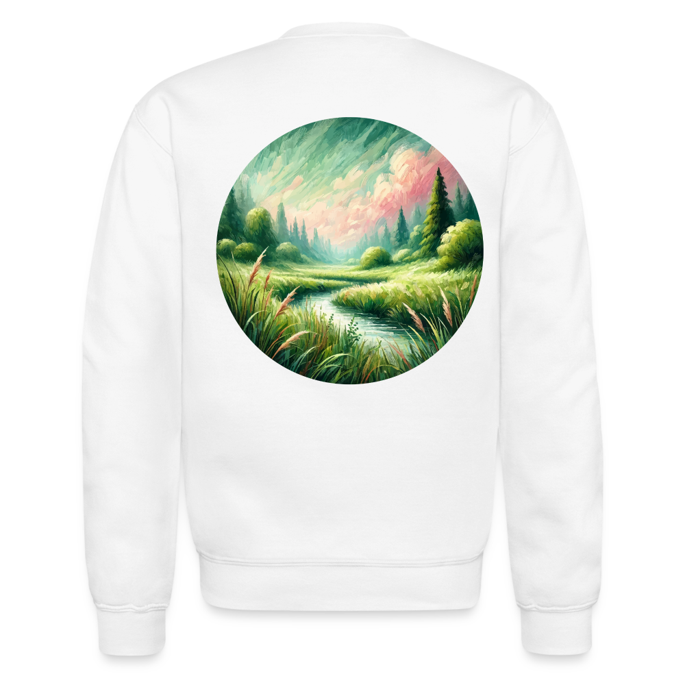 Meadow Graphic Crewneck Sweatshirt with Logo - white