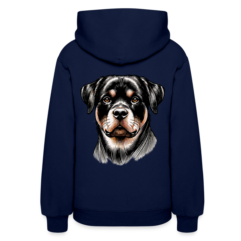 Women's Fine Line Rottweiler Graphic Hoodie with Logo - navy