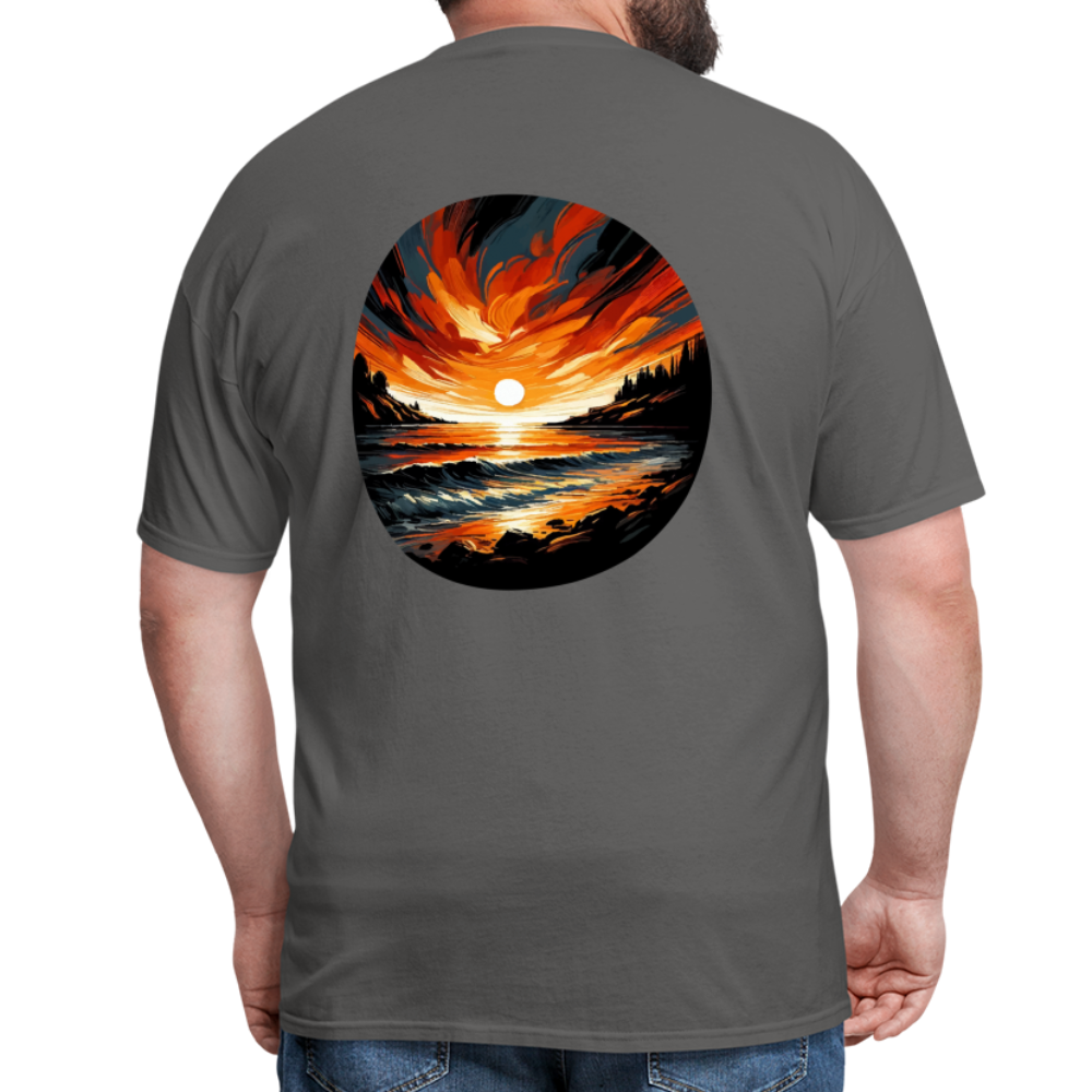 Beach Sunset Graphic Unisex Classic T-Shirt with Logo - charcoal