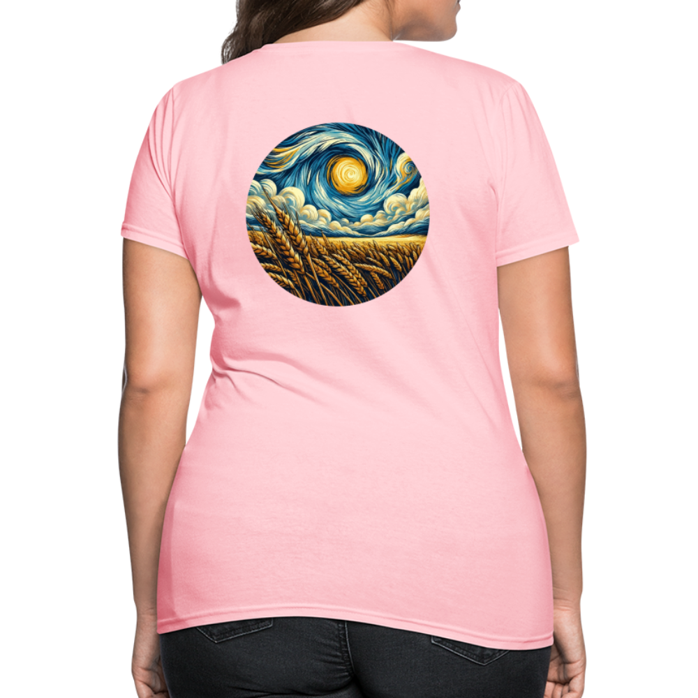 Women's Wheat Field Graphic T-Shirt with Logo - pink