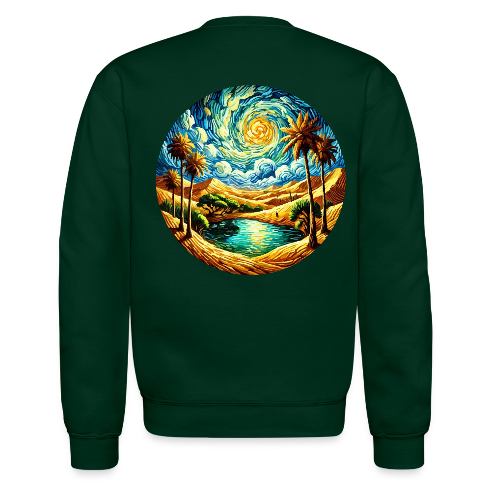 Desert Oasis Crewneck Sweatshirt with Logo - forest green