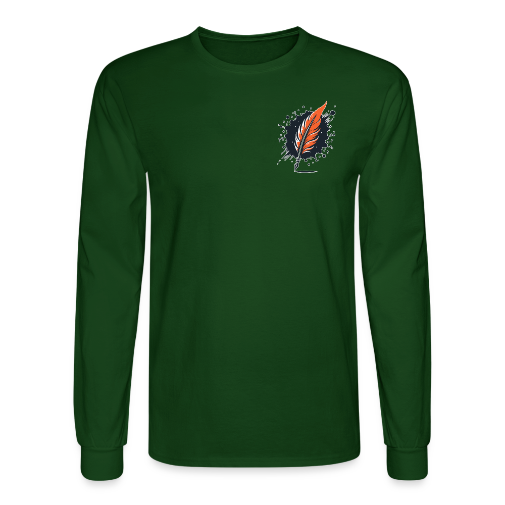 Men's Plain Long Sleeve Shirt with Logo - forest green