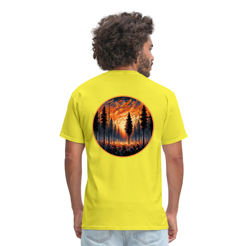 Orange Forest Sunset Unisex Classic T-Shirt with Logo - yellow