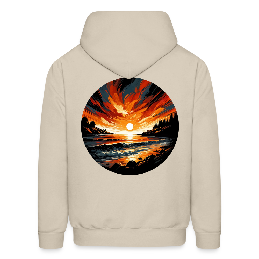 Men's Beach Sunset Graphic Hoodie with Logo - Sand