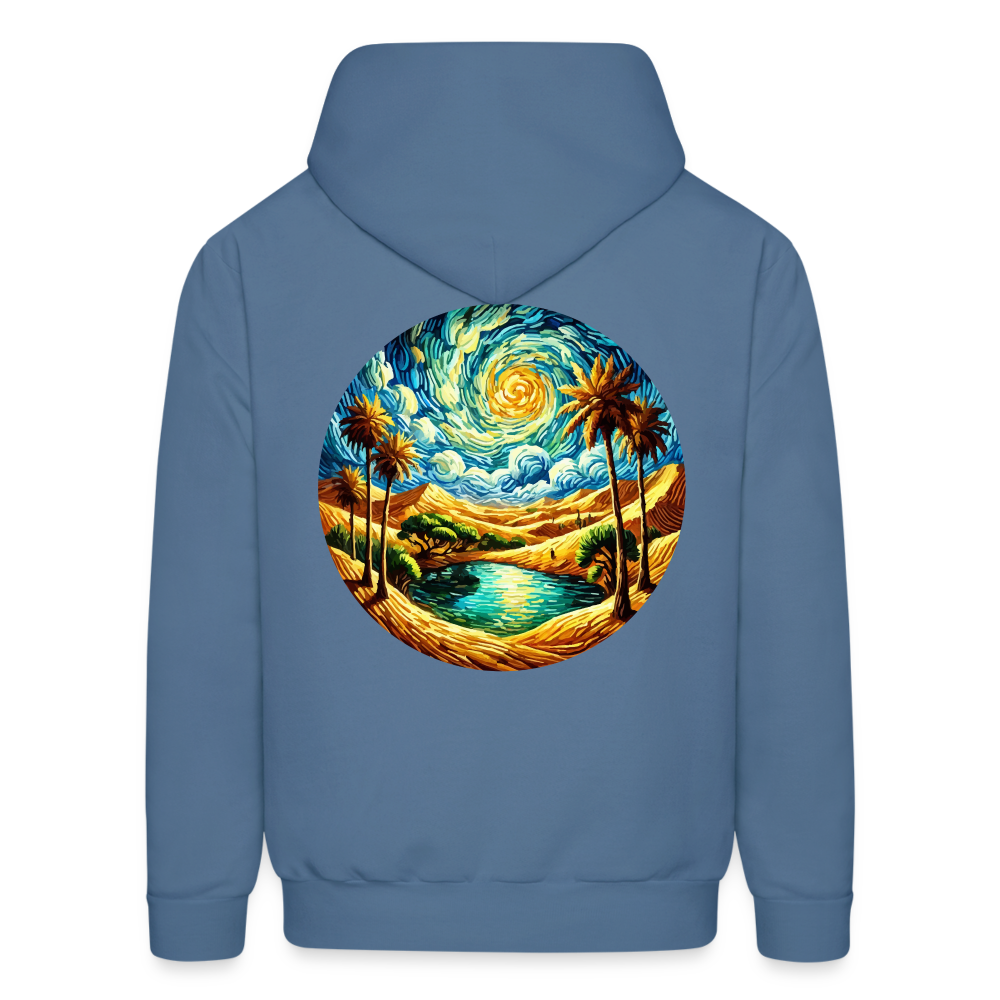 Men's Desert Oasis Graphic Hoodie with Logo - denim blue