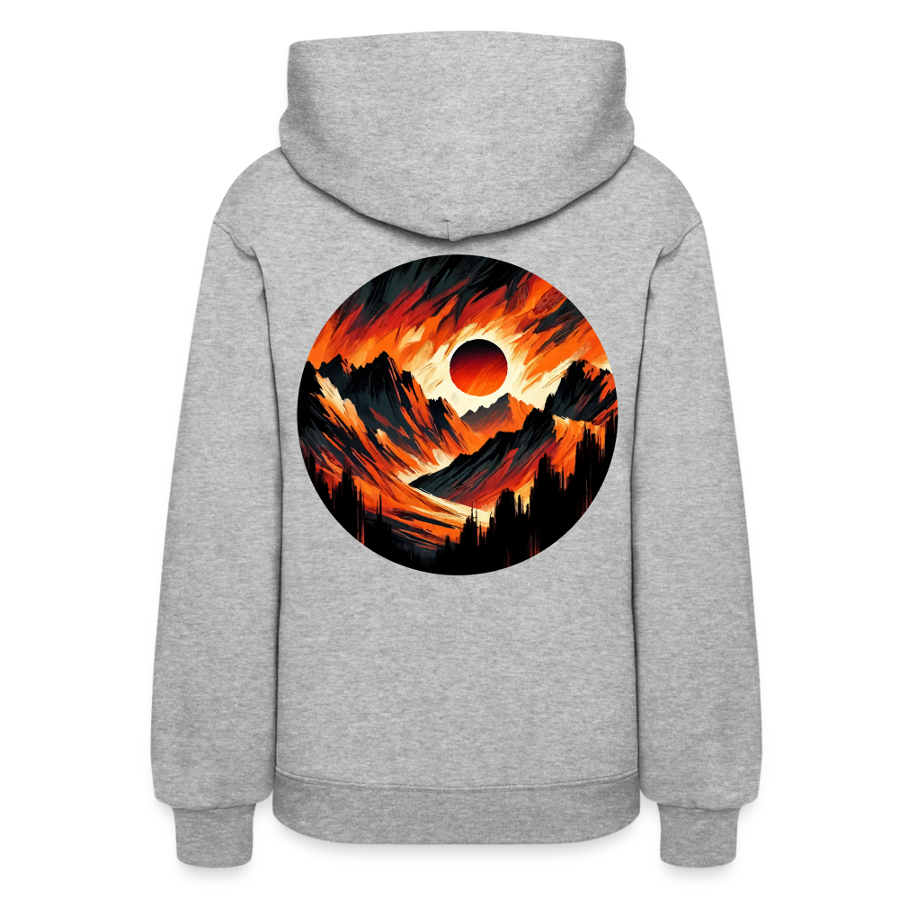 Women's Orange and Black Mountain Range Graphic Hoodie with Logo - heather gray