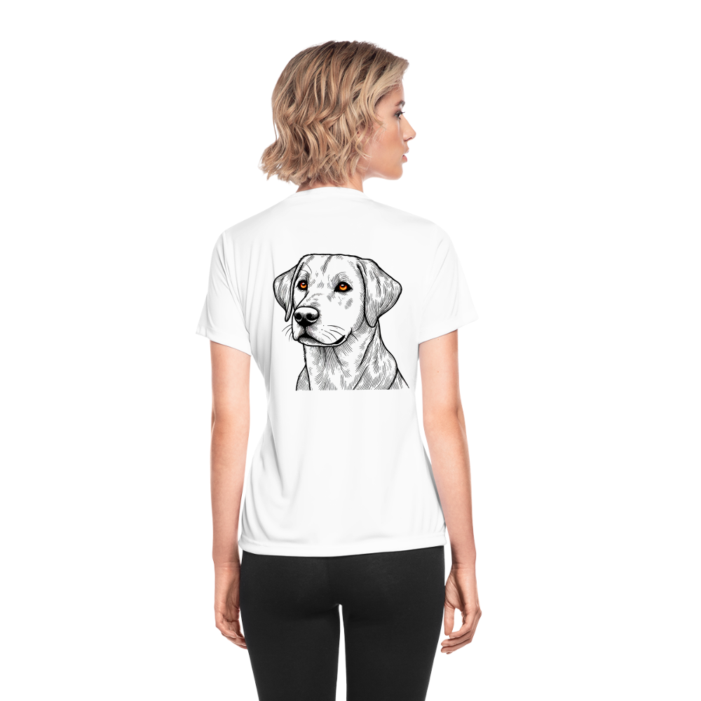 Women's Fine Line Labrador Graphic Moisture Wicking Performance T-Shirt with Logo - white