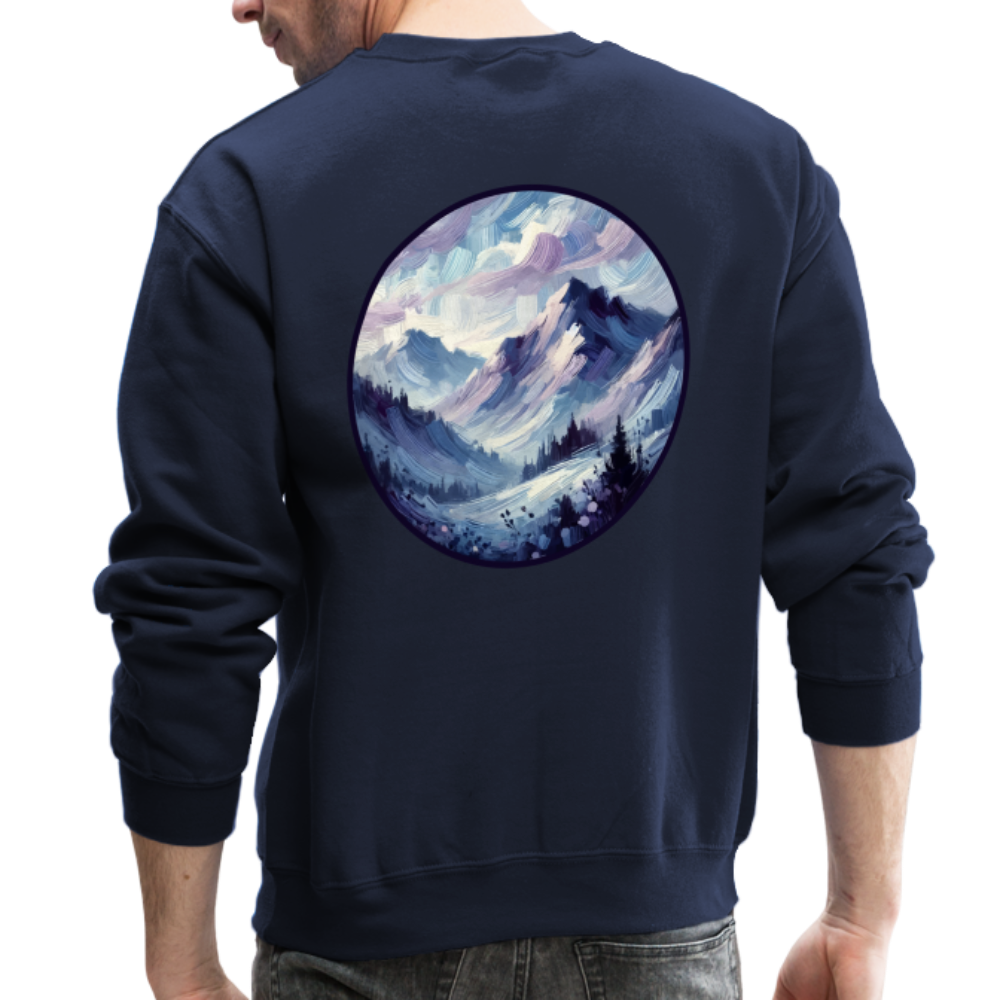 Lavender Blue Mountain Range Crewneck Sweatshirt with Logo - navy