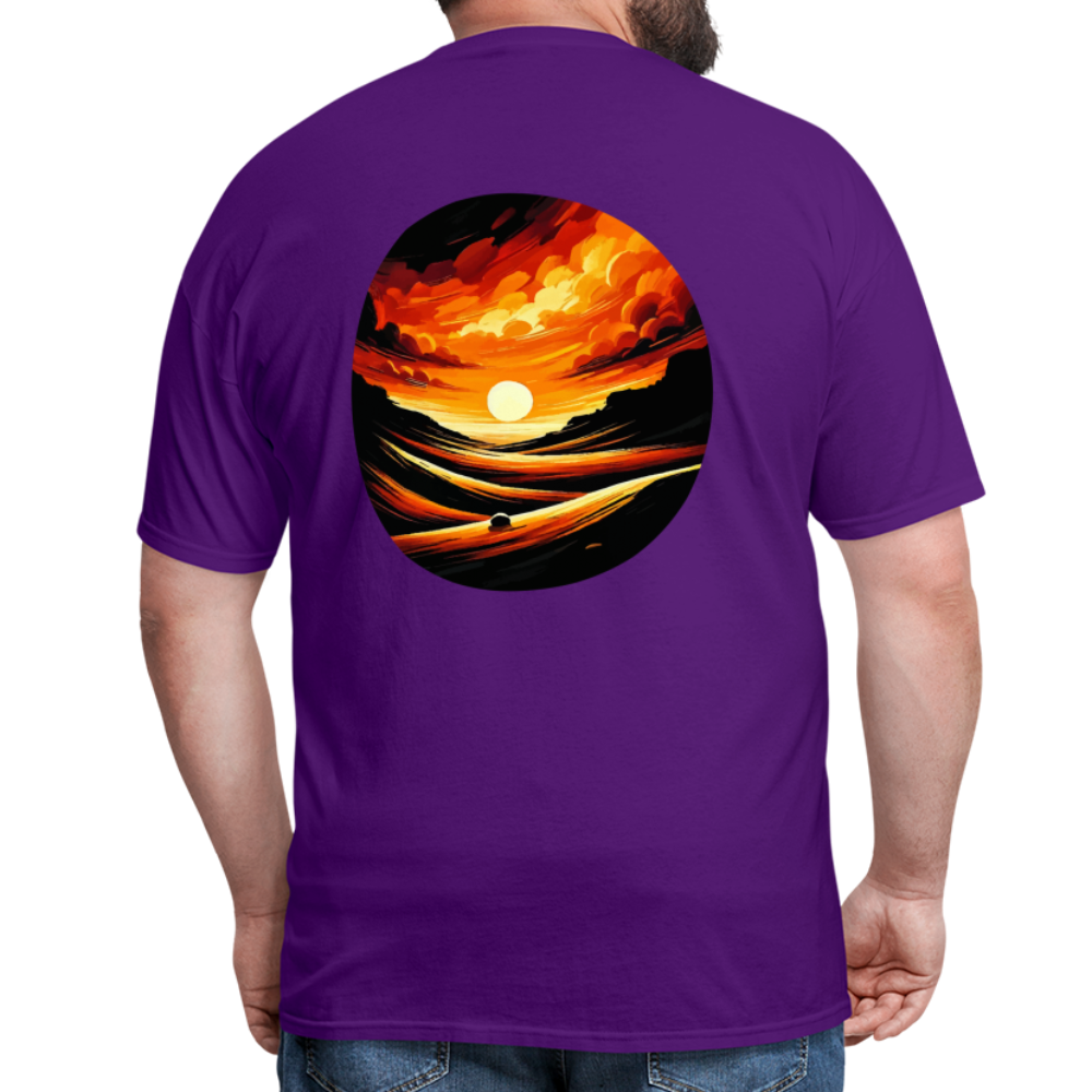 Desert Sunset Graphic Unisex Classic T-Shirt with Logo - purple