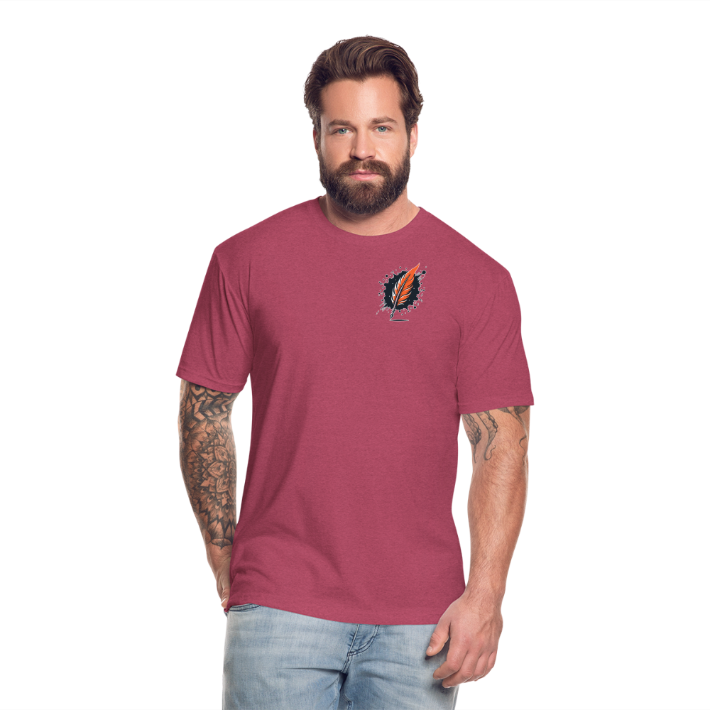 Fine Line Rottweiler Graphic Unisex Fitted Cotton/Poly T-Shirt with Logo - heather burgundy