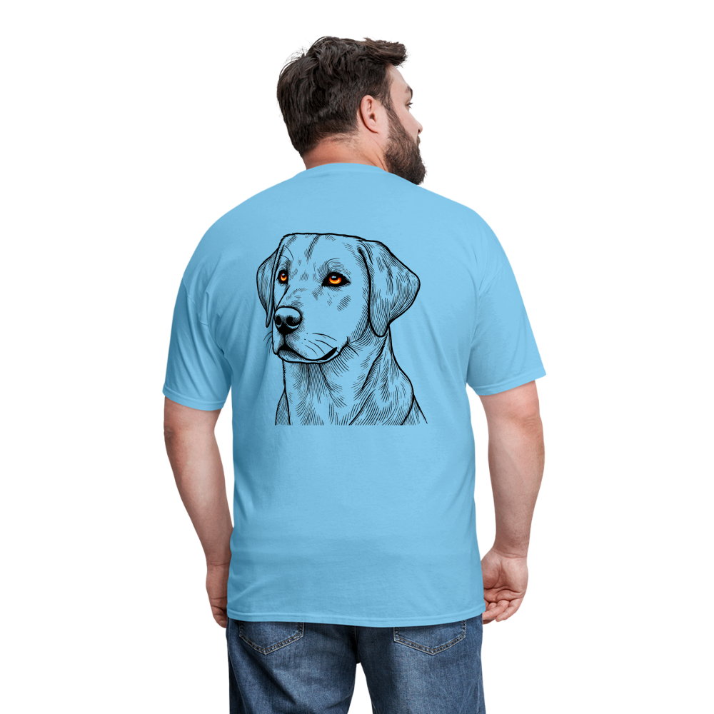 Fine Line Labrador Graphic Unisex Classic T-Shirt with Logo - aquatic blue