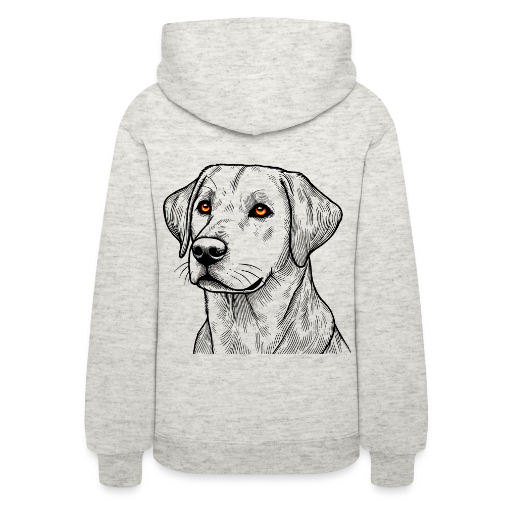 Women's Fine Line Labrador Graphic Hoodie with Logo - heather oatmeal