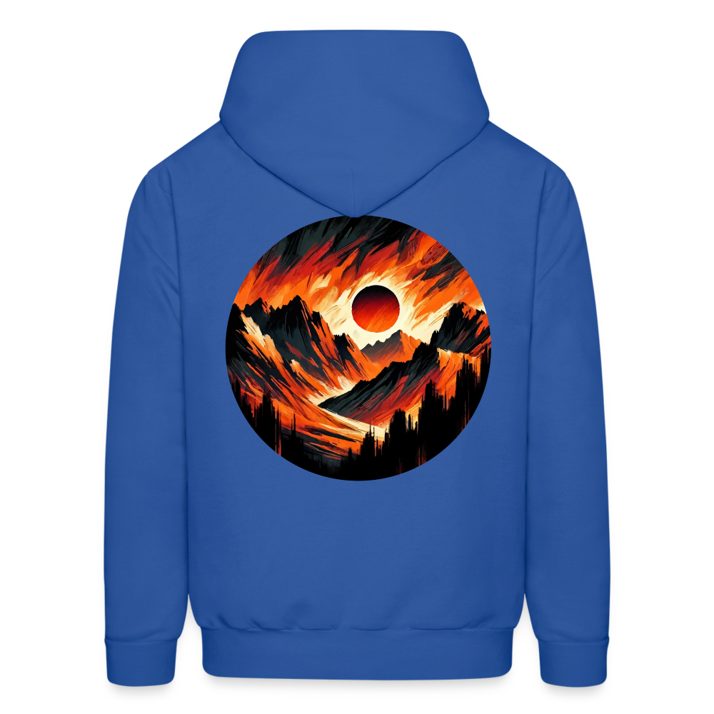 Men's Orange and Black Mountain Range Graphic Hoodie with Logo - royal blue