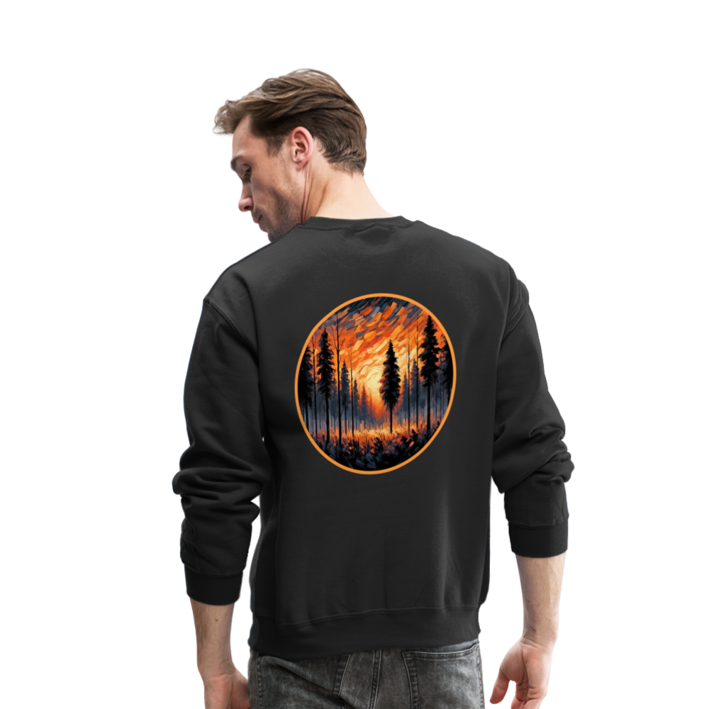 Orange Forest Sunset Crewneck Sweatshirt with Logo - black