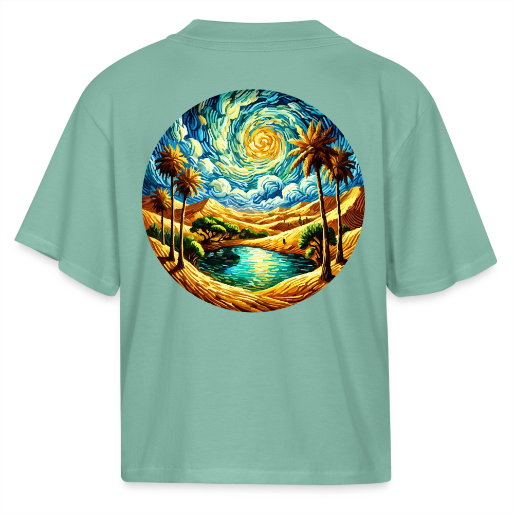 Women's Desert Oasis Graphic Boxy Tee with Logo - saltwater